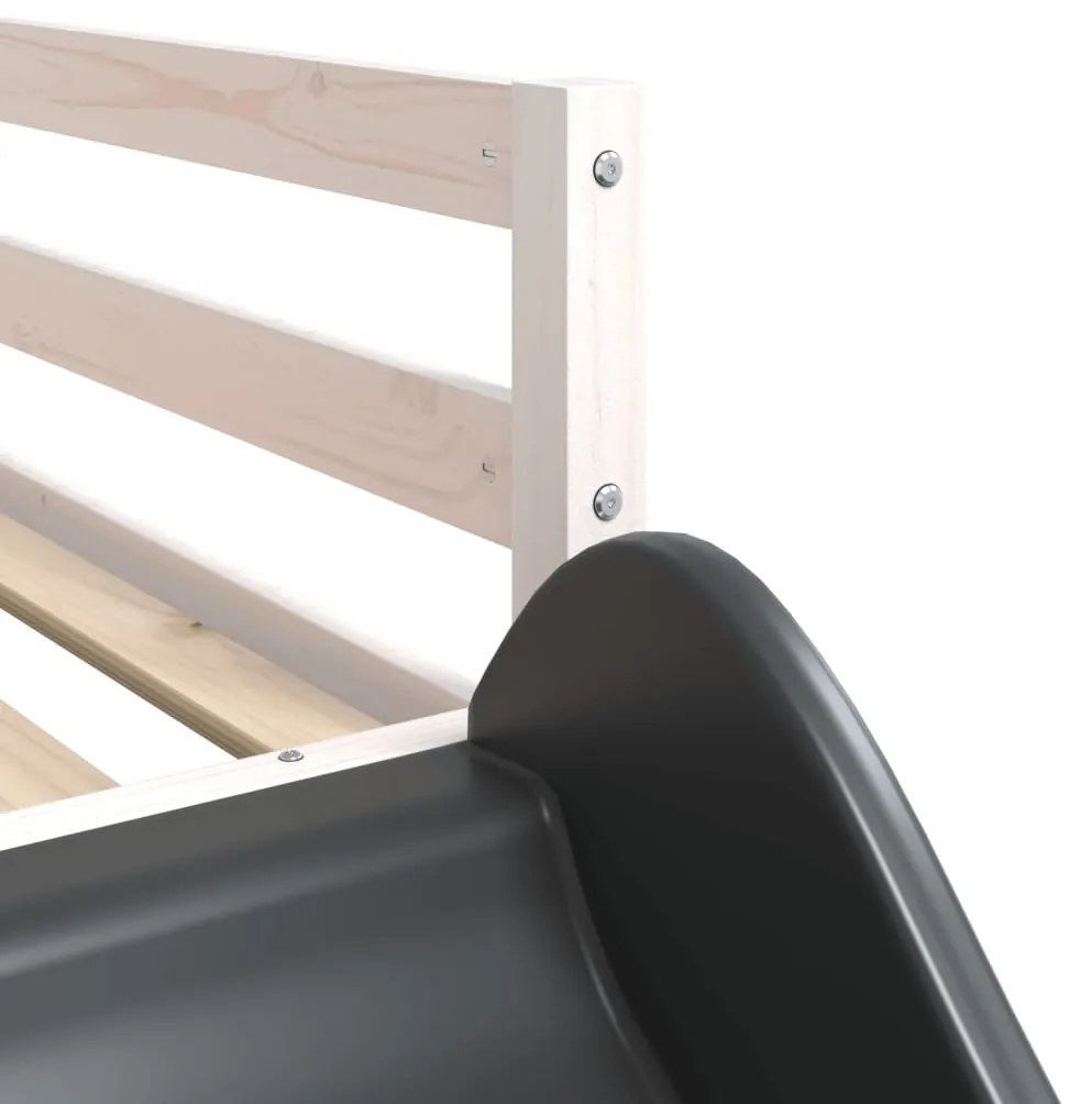fehér tömör fenyő emeletes ágy csúszdával és létrával 90x200 cm