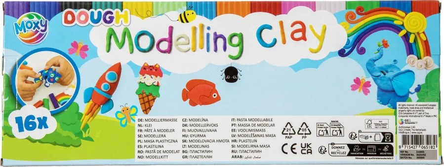Színes Moxy modellező gyurma 16 db-os