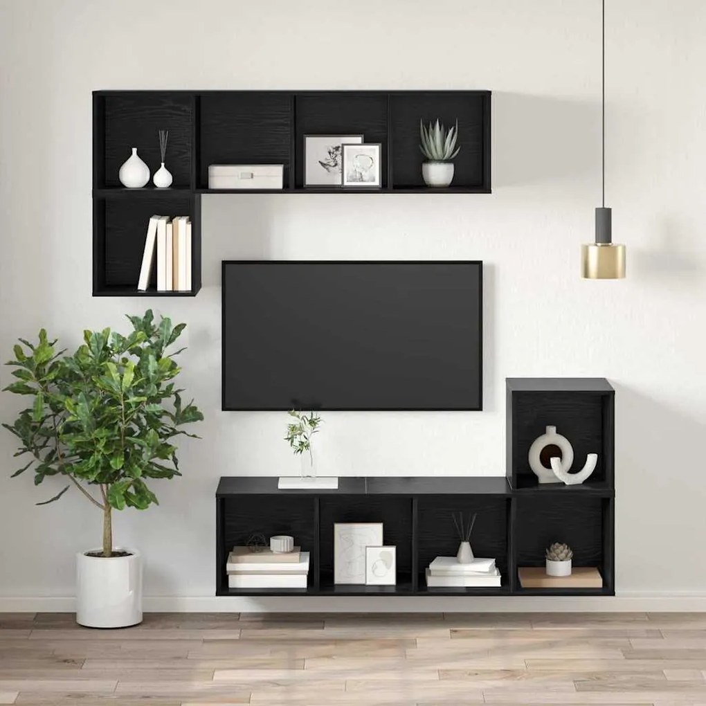 Fali TV szekrény Musta tammi 37 x 37 x 107 cm Faanyag