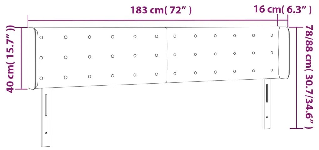 sötétzöld bársony LED-es fejtámla 183 x 16 x 78/88 cm