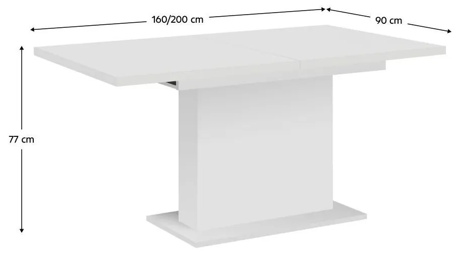 Összecsukható étkezőasztal Bovata (fehér) (6-8 részére). 1097144
