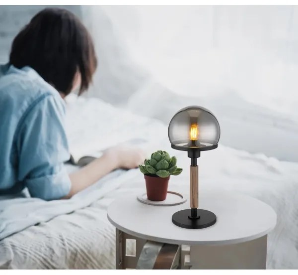 Globo 21954S - Asztali lámpa HAKU 1xE27/40W/230V fekete/barna