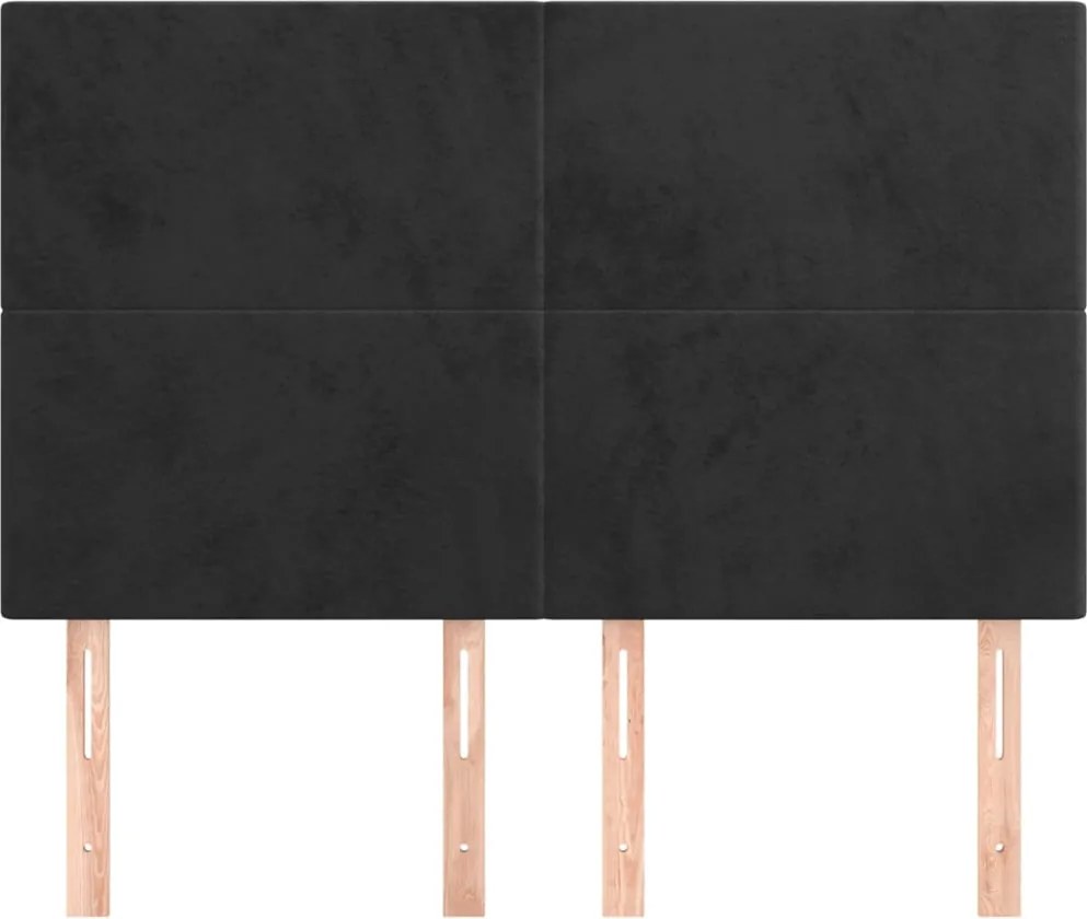 fekete bársony fejtámla 144x5x118/128 cm