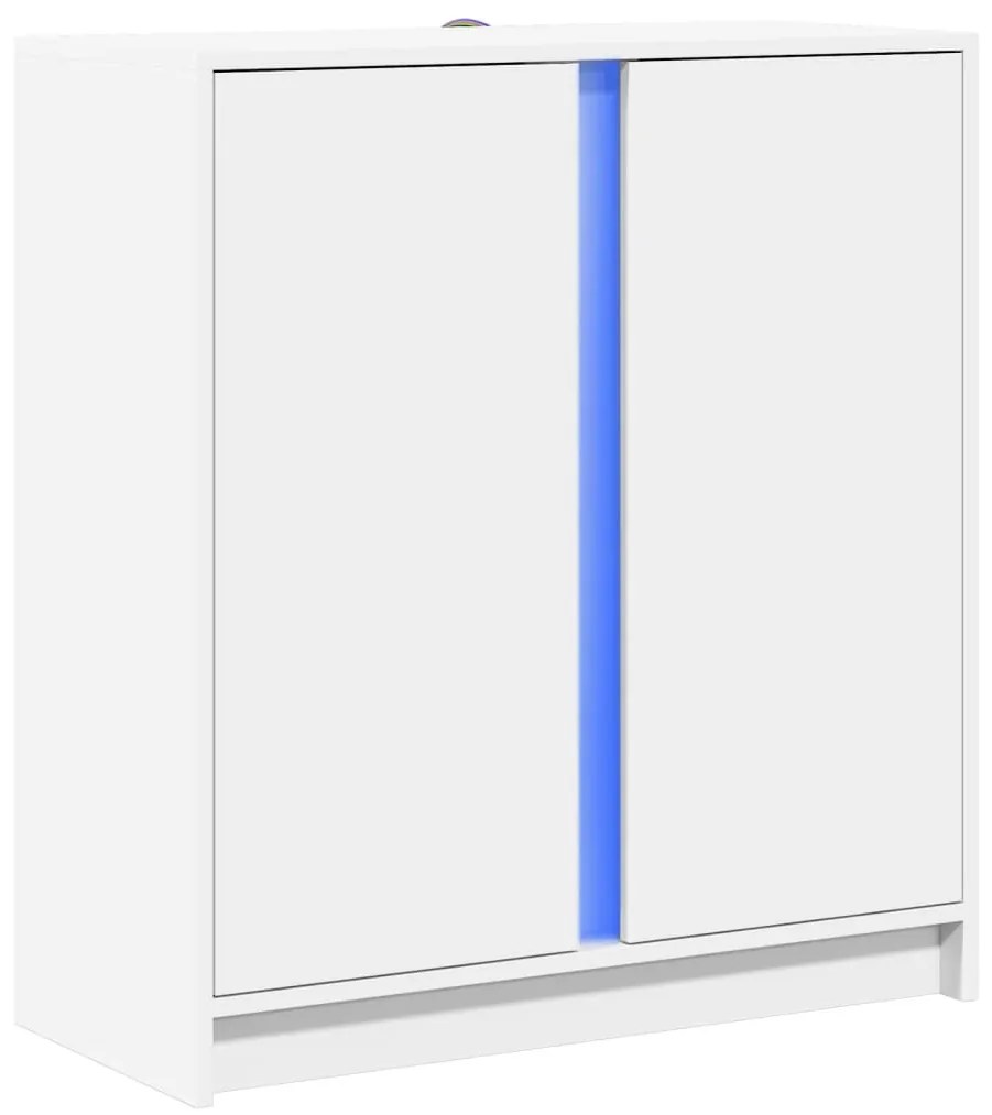 fehér szerelt fa tálalószekrény LED-del 77 x 34 x 85 cm