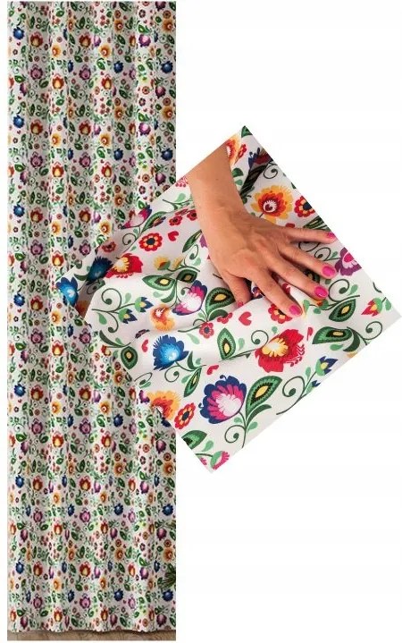 Függöny Színes Virág Levél Sz.140x190 Vízálló Béka Cső Szalaggal