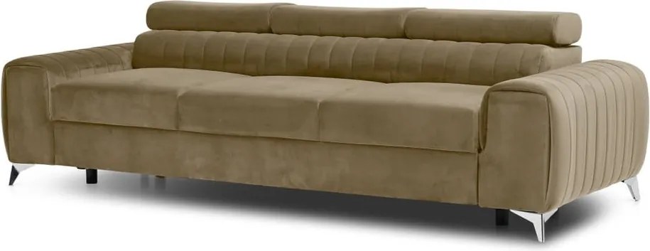 Világosbarna bársony kinyitható kanapé 261 cm Laurence – ELTAP