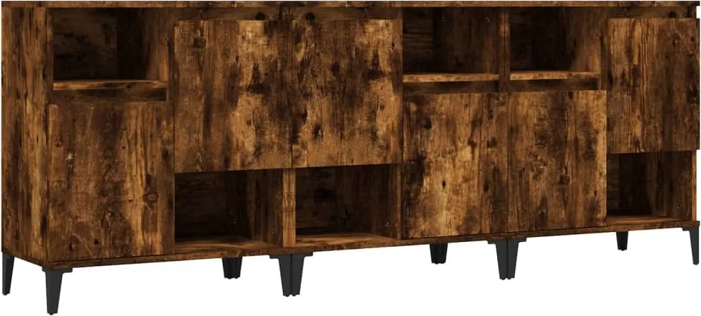 vidaXL 3 db füstös tölgy színű szerelt fa tálalószekrény 60x35x70 cm