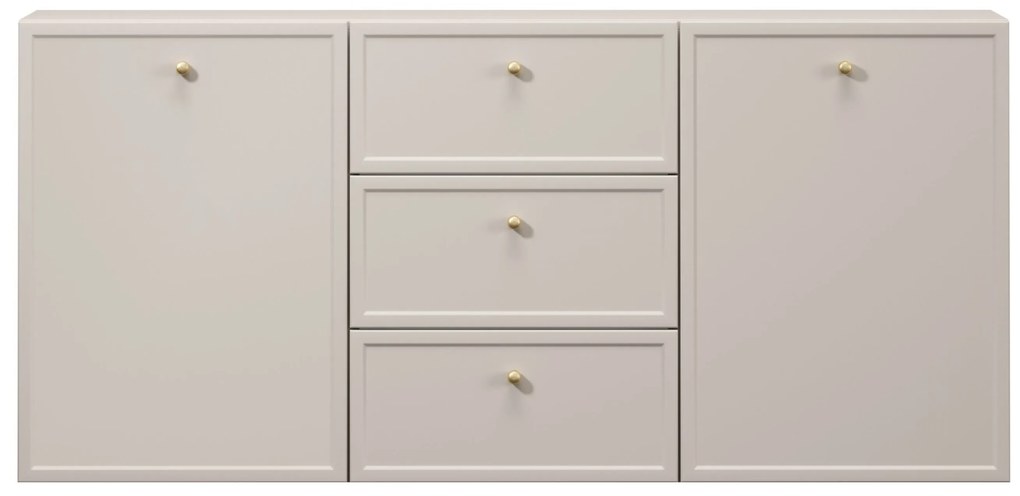 Lorini fali komód 150 cm - kasmír / arany fogantyúk