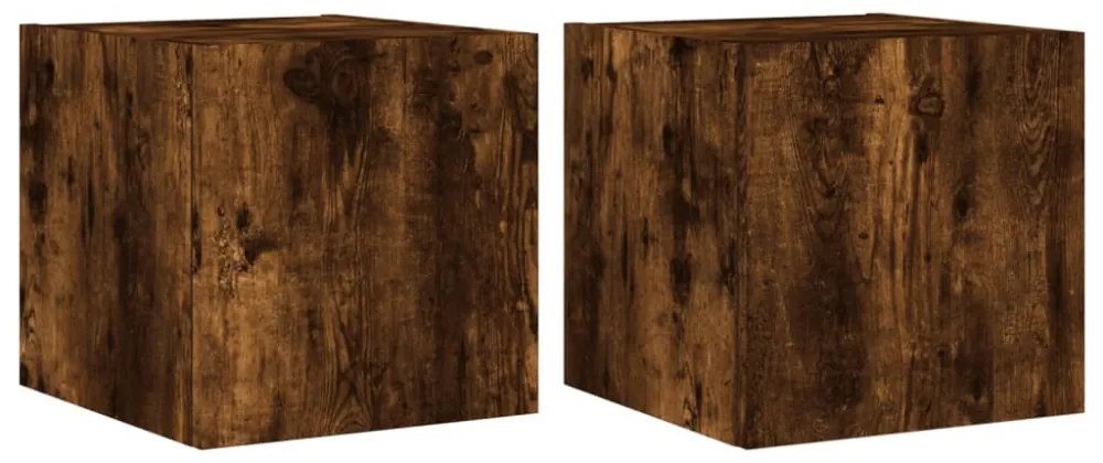 2 db füstös tölgy fali TV-szekrény LED-ekkel 30,5x35x30 cm