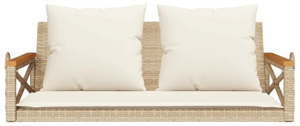 bézs polyrattan hintapad párnákkal 109 x 62 x 40 cm