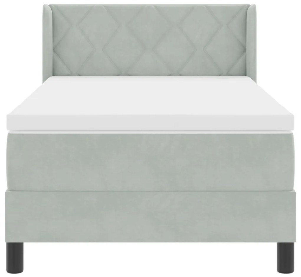 Boxspring Ágy Mattal Világosszürke 90x190 cm Bársony