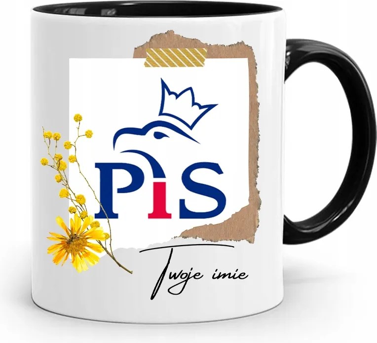 Fekete Bögre Pis Elnök Jaroslaw Kaczynski Név nyomtatott fényképpel