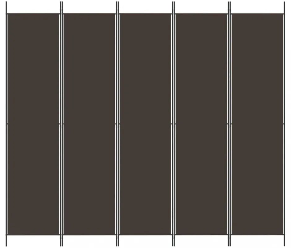 5 paneles barna szövet paraván 250 x 220 cm