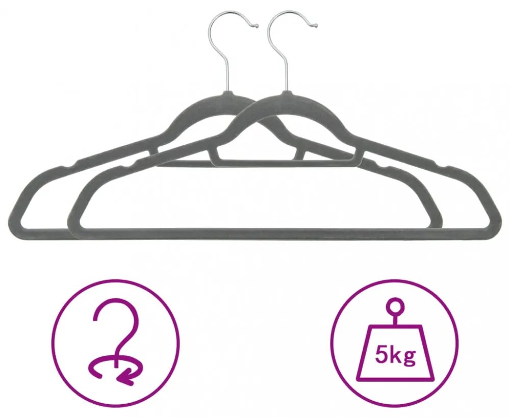 1000 db szürke csúszásmentes bársony ruhaakasztó