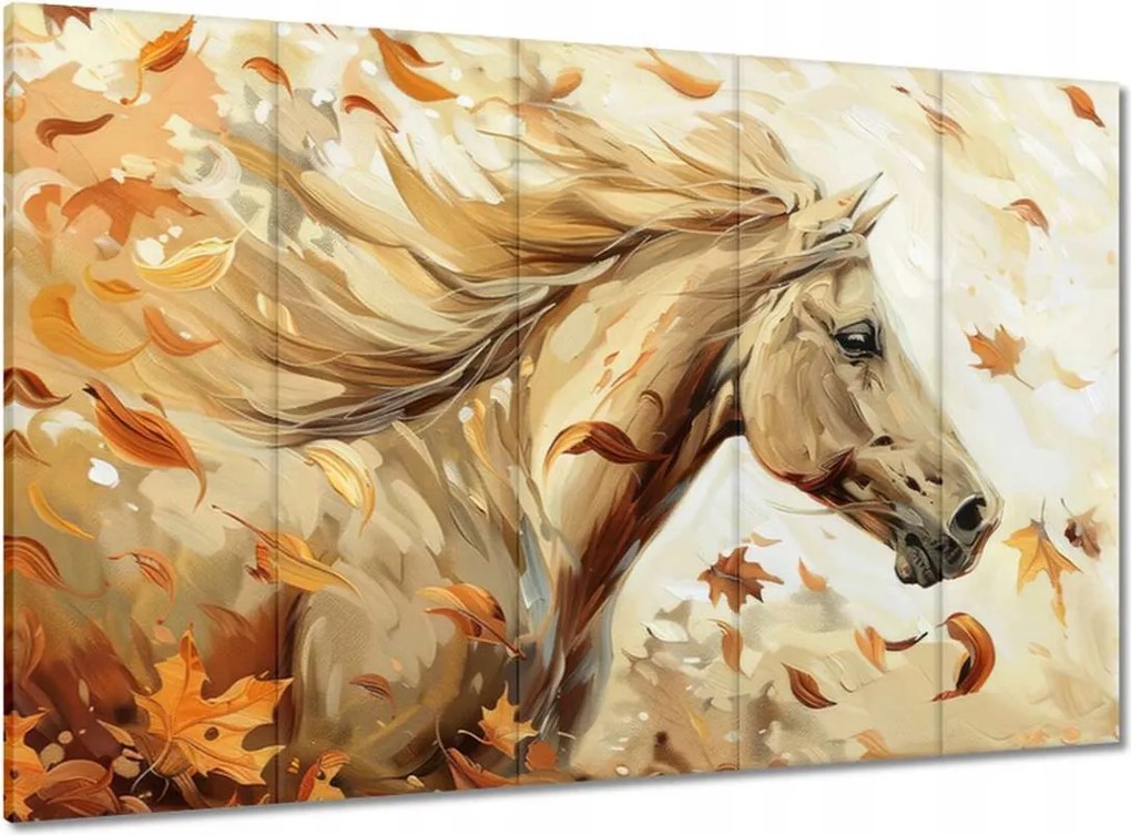 Vászonkép 100x70 Ló az őszi levelek között