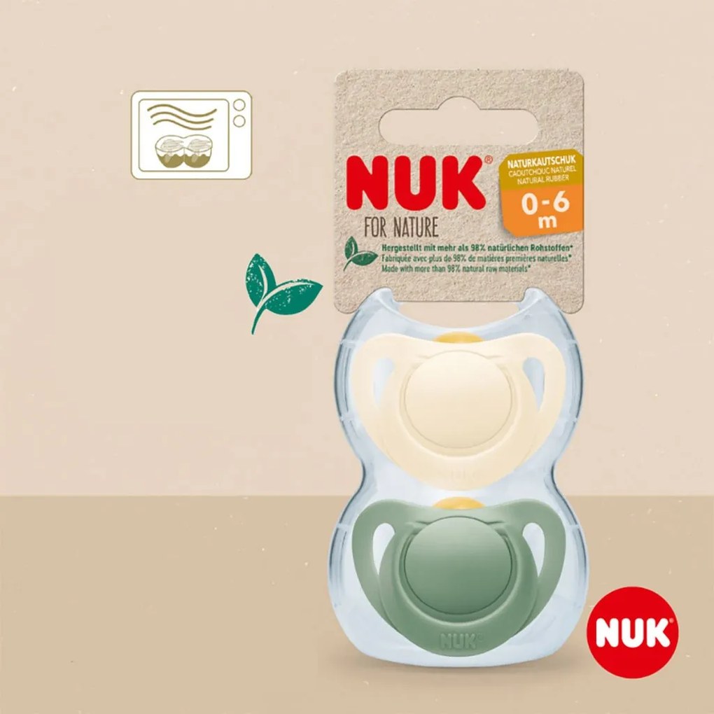 NUK For Nature latex cumi 0–6 h 2 db box zöld, vel. 0-6 h