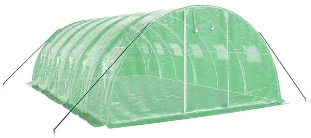 zöld acélvázas melegház 24 m² 6 x 4 x 2 m