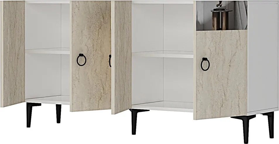 Gama 150 - White, Travertine, Silver