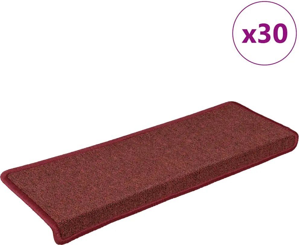 vidaXL 30 db lépcsőszőnyeg 65 x 21 x 4 cm bordó téglalap alakú széllel