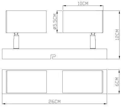 Globo 57911-2B - ROBBY 2xGU10/35W/230V fekete spotlámpa