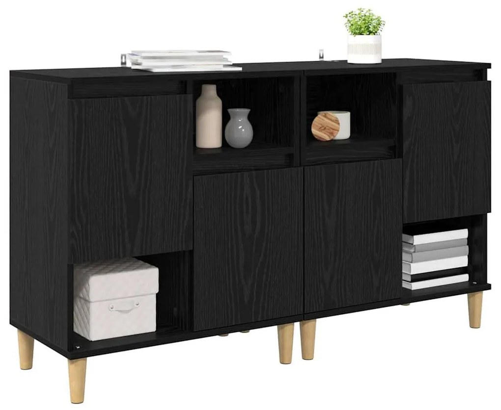 Oldalszekrények 2 pcs Fekete tölgy 60 x 35 x 70 cm Faanyag