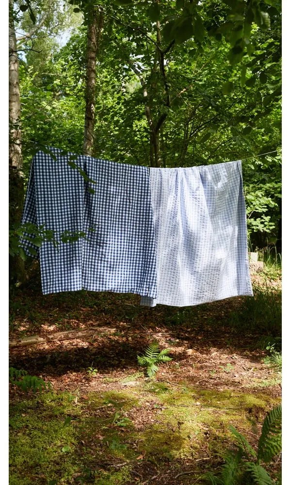 Fehér-sötétkék egyszemélyes krepp ágyneműhuzat 140x200 cm Bæk&Bølge – JUNA