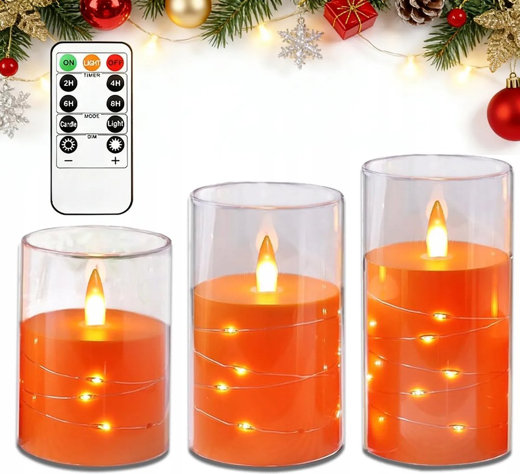 Led Gyertya Elektromos Mécsestartó Gyertya Láng Effekt 3db