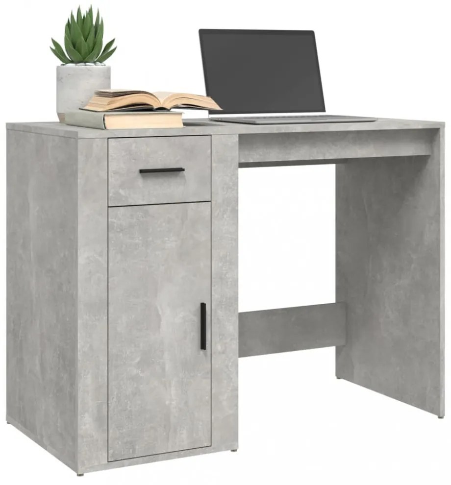 betonszürke szerelt fa íróasztal 100x49x75 cm