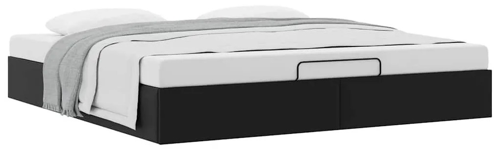 Ottomán ágykeret matrac nélkül fekete 180x200 cm műbőr