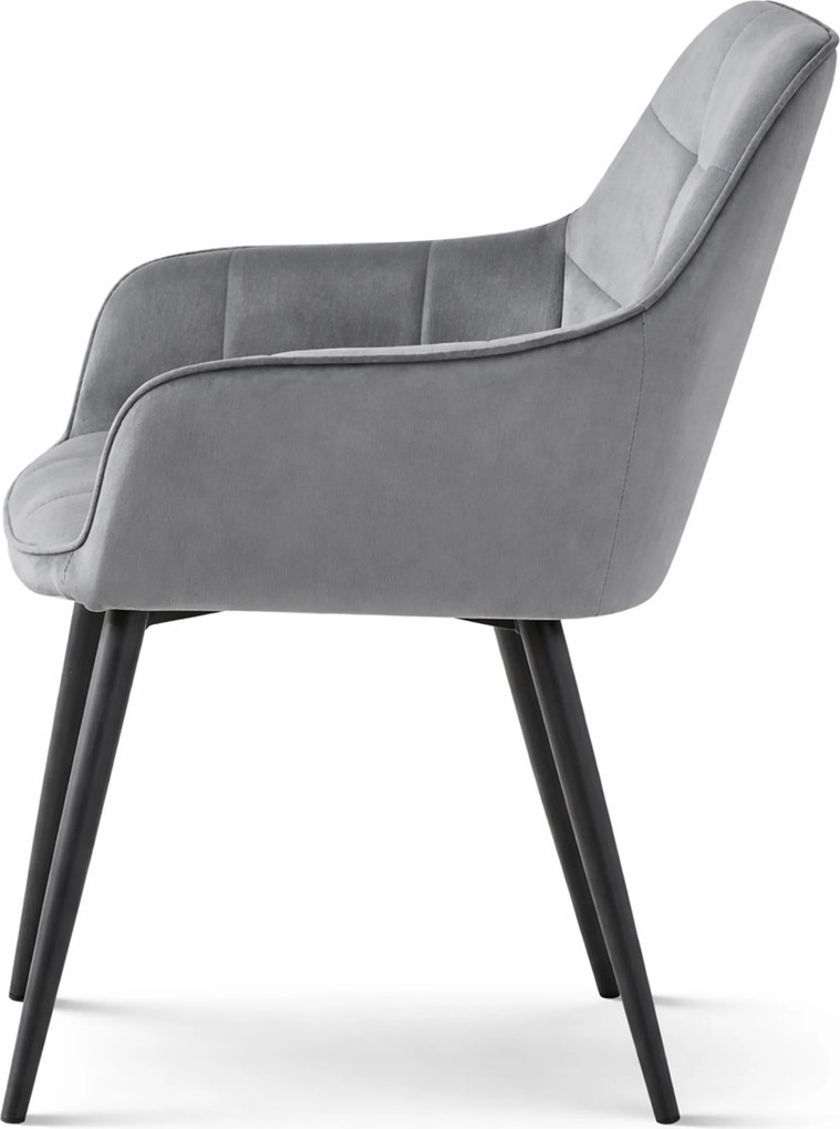 Étkezőfotel VARSI VELVET fekete lábakkal, szürke