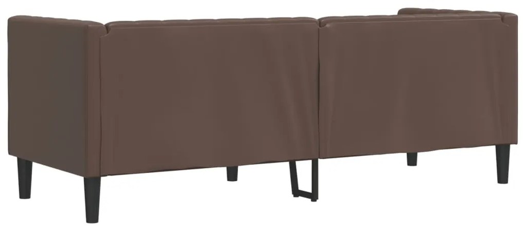 vidaXL 3 személyes barna műbőr Chesterfield kanapé