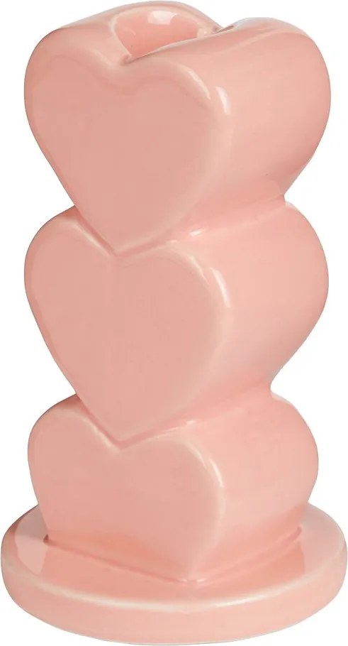 HEARTS gyertyatartó 12cm rózsaszín