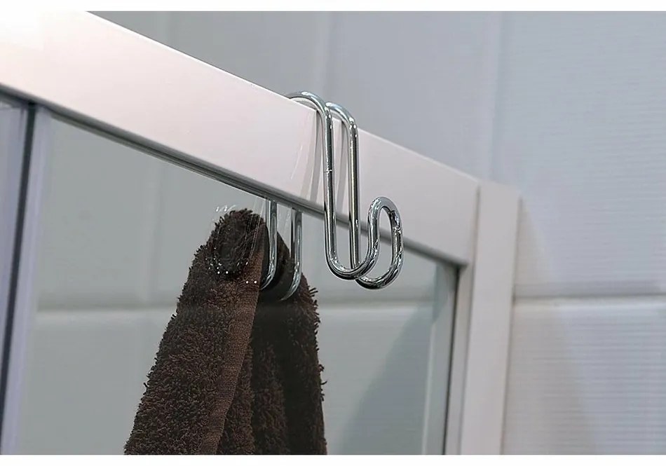 AQUALINE 37030 dupla zuhanykabin-akasztó, ezüst