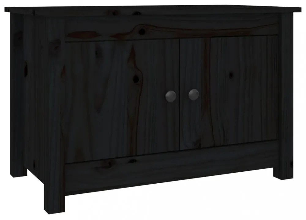 fekete tömör fenyőfa cipősszekrény 70 x 38 x 45,5 cm