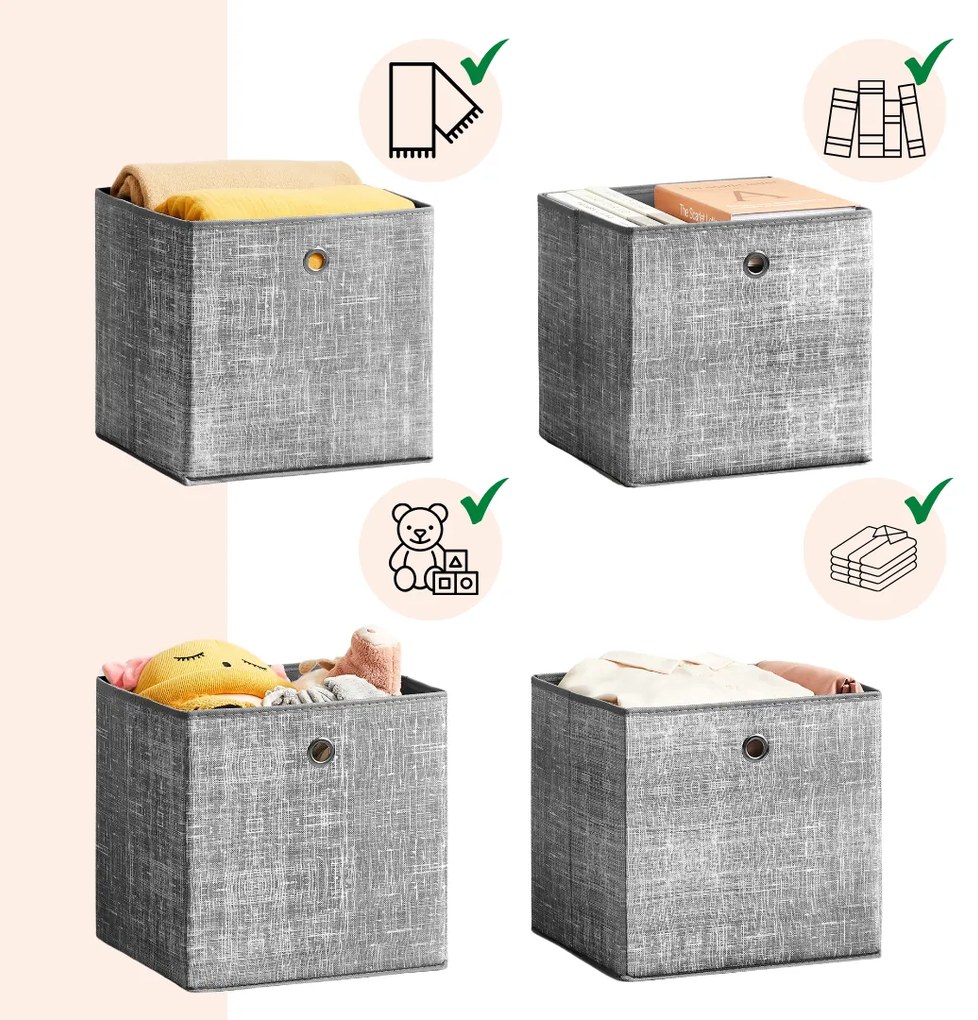 GARY tárolódoboz, 6 db, 30x30x30cm, szürke SongmicsHome