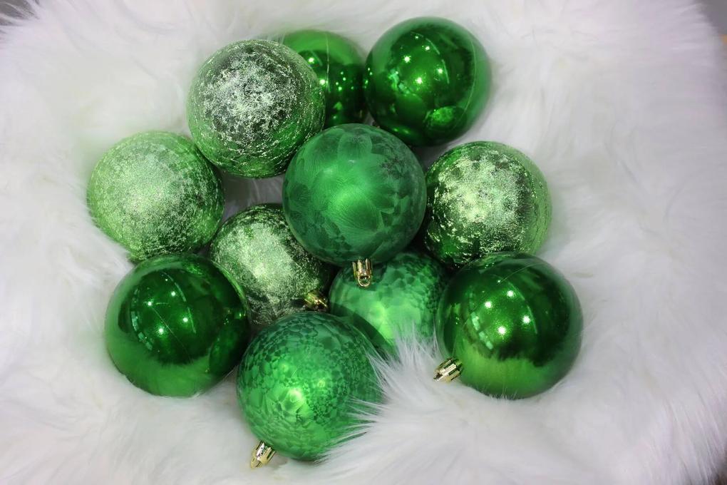 Zöld műanyag karácsonyfa gömb 8cm 12db