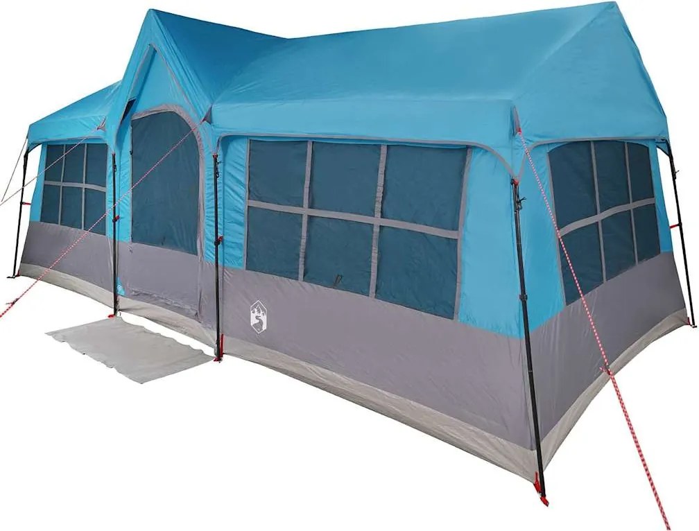 vidaXL Családi Sátor tetővel Kék és Szürke 622 x 295 x 238 cm