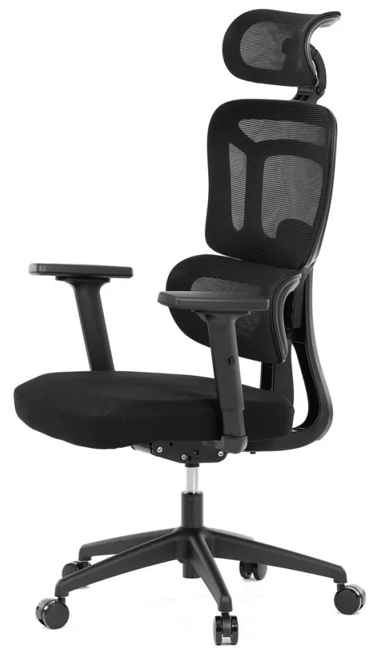 Scaun Modern De Birou Negru Cu Spătar Ergonomic Textil Aerisit Și Cotieră