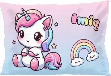 Kawaii unikornis párna szivárvánnyal – édes stílus 60x40cm