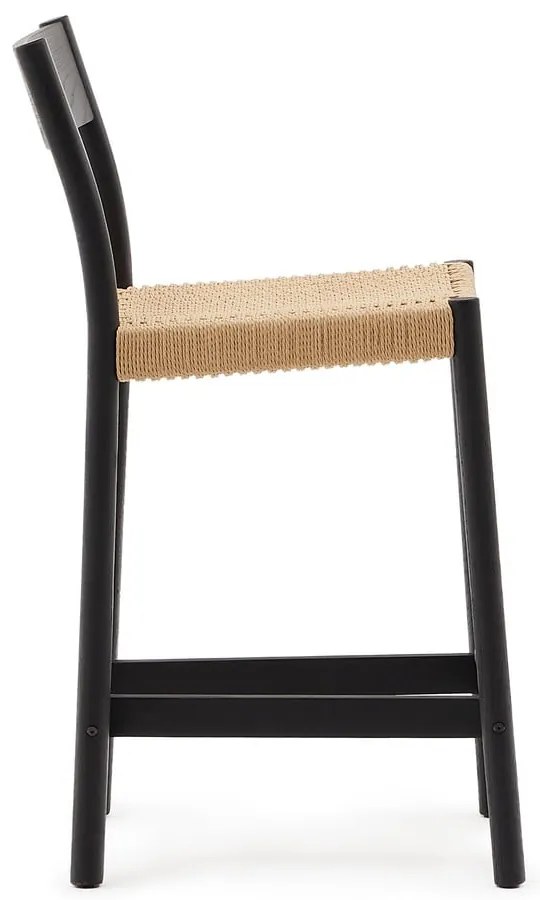 Fekete-natúr színű tölgyfa bárszék (ülésmagasság 65 cm) Yalia – Kave Home