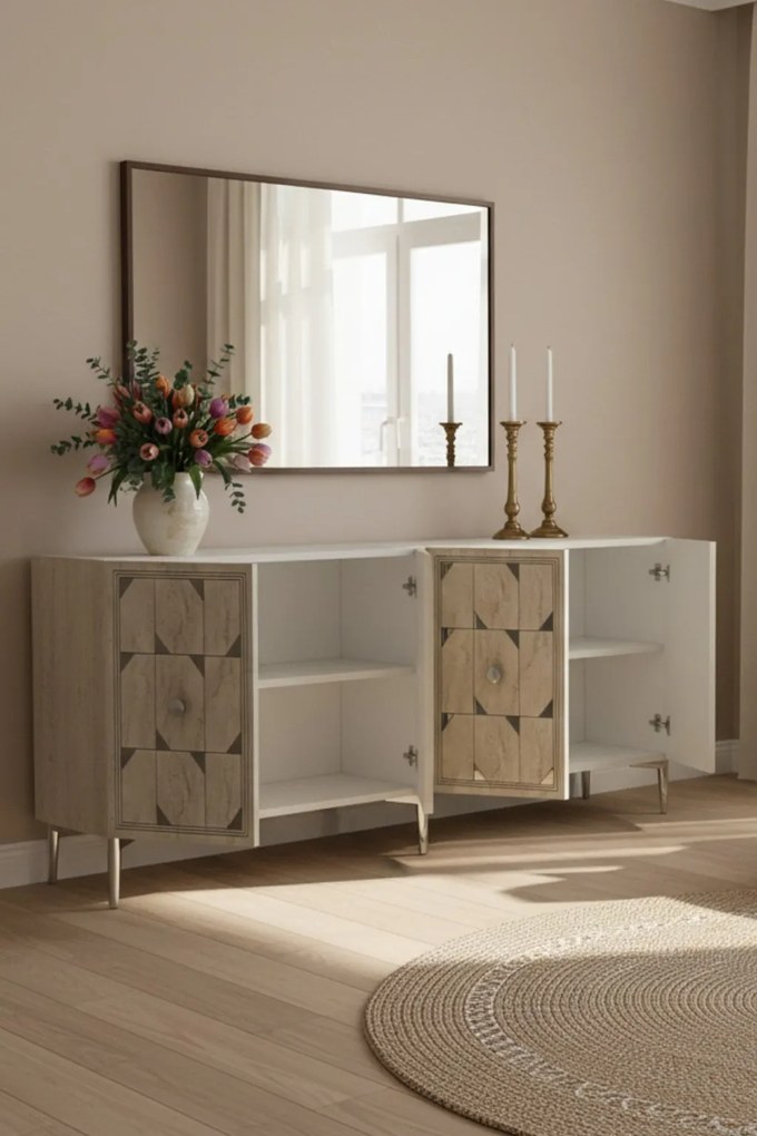Moka 150 - White, Travertine, Silver