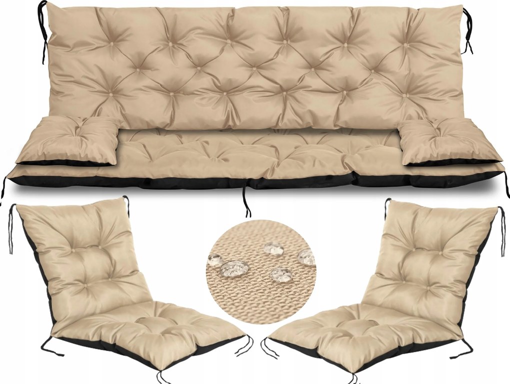 Kerti padpárna 150x60x50 cm 2 db székpárna 50x50x50 cm