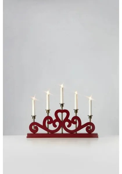Markslöjd 706211 - ENEBY karácsonyi gyertyatartó 5xE10/3W/230V piros/sárgaréz