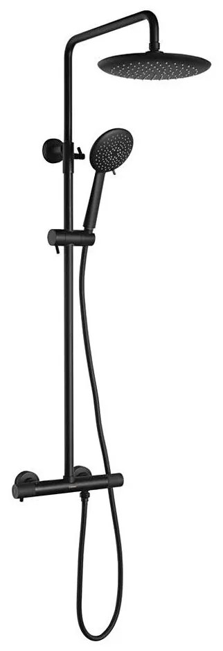 Sapho - SOLARIS matt fekete zuhanyszett csapteleppel