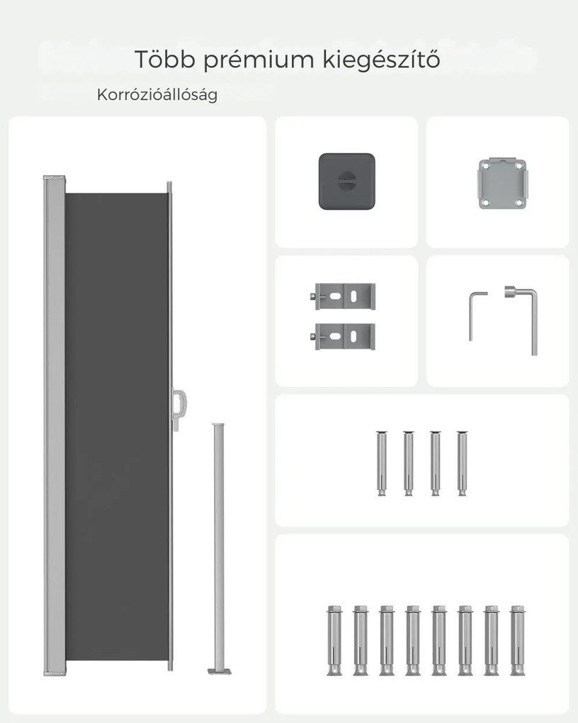 HORIZON oldalsó napellenző teraszra, 200x350cm, szürke SongmicsHome