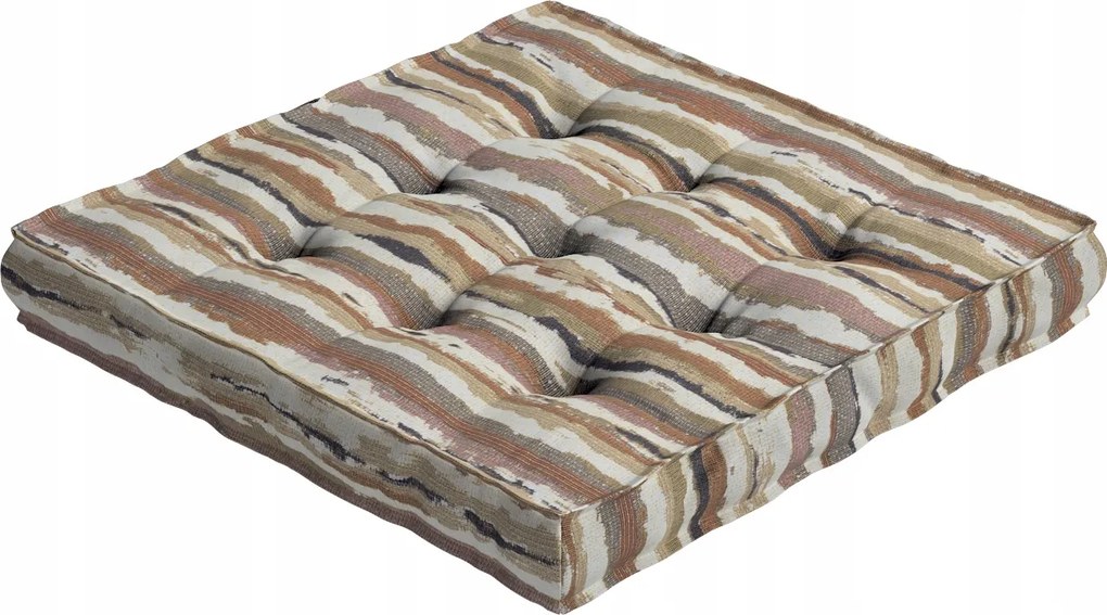 Kuba székpárna 50x50 olíva-narancs csíkos, krémszínű alapon