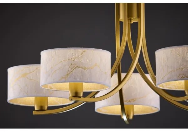 Jupiter 2097 - Láncos csillár ARTHUR 5xE27/15W/230V fehér/arany/márványminta