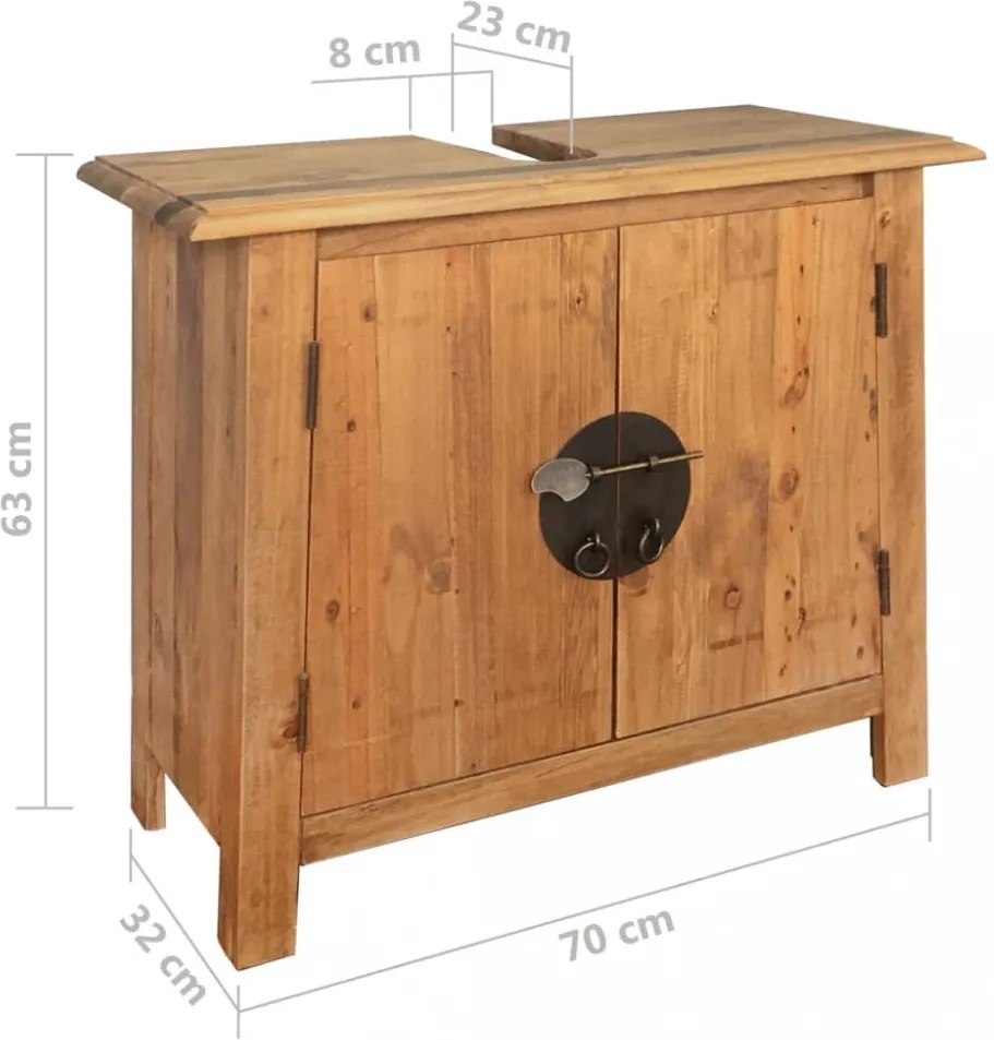 tömör újrahasznosított fenyőfa pipereszekrény 70 x 32 x 63 cm