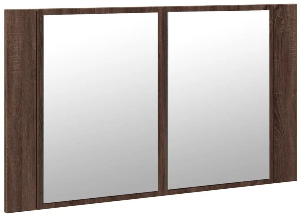 barna tölgy akril LED-es tükrös fürdőszobaszekrény 80x12x45 cm