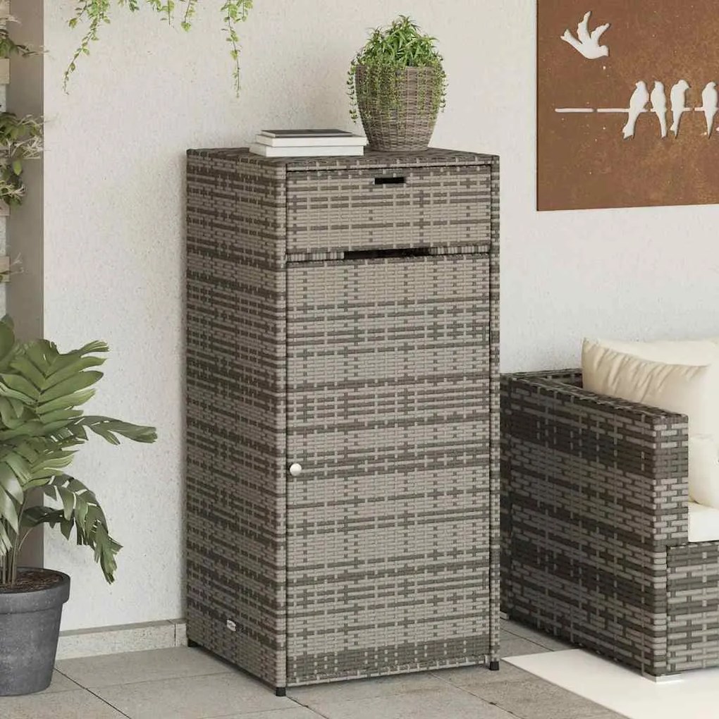 vidaXL szürke polyrattan kerti tárolószekrény 55 x 55 x 111 cm